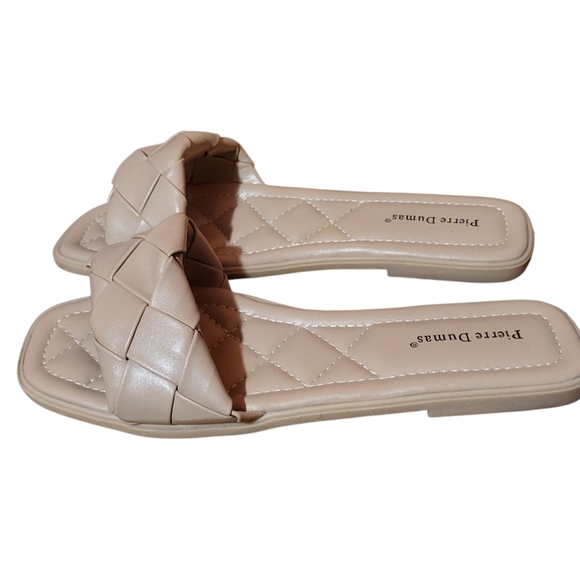 Pierre Dumas Beige Woven Quilted Sandals Size 8 - Picture 1 of 6